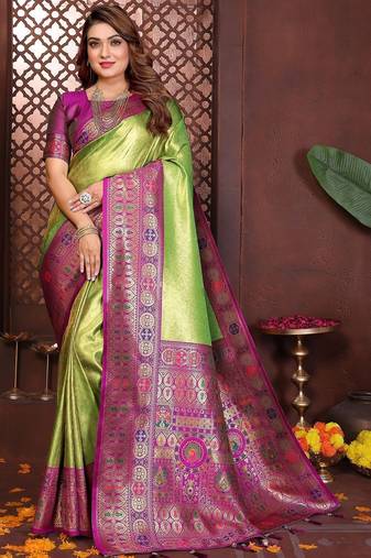 light_lime ethnic motifs zari tissue paithani saree