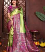 light_lime ethnic motifs zari tissue paithani saree