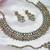 Green color yellow gold plating festive wear designer necklace set