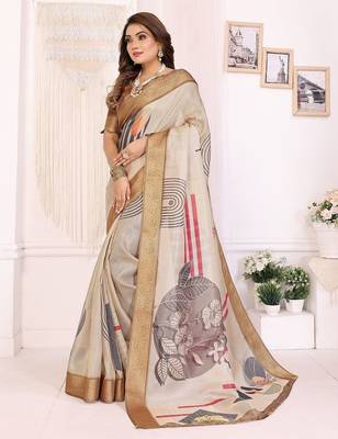 off_white woven design floral zari saree 2