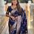 navy_blue woven design zari banarasi saree with matching blouse piece
