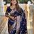 navy_blue woven design zari banarasi saree with matching blouse piece
