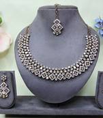 White color yellow gold plating festive wear designer necklace set