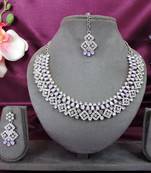 Purple color rhodium plating festive wear designer necklace set