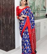 navy_blue floral ikat saree