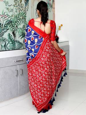 navy_blue floral ikat saree 3