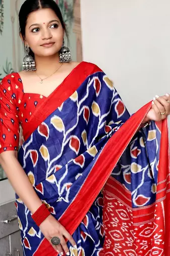 navy_blue floral ikat saree