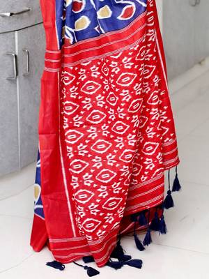 navy_blue floral ikat saree 5
