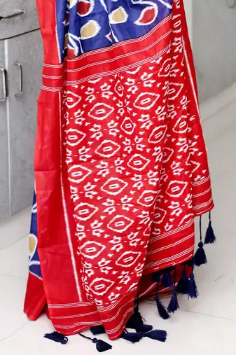 navy_blue floral ikat saree