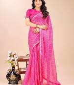 pink bandhani gotta patti pure chiffon bandhani saree