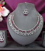 Purple color rhodium plating festive wear designer necklace set