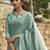green women zari striped saree with blouse piece