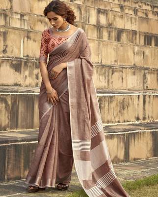 mauve zari saree with blouse piece 1