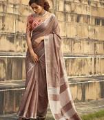 mauve zari saree with blouse piece