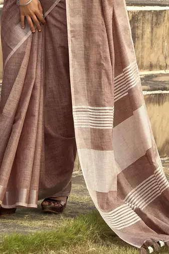 mauve zari saree with blouse piece