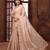 peach floral embroidered poly chiffon saree