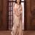 peach floral embroidered poly chiffon saree