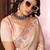 peach floral embroidered poly chiffon saree