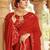 red red floral embellished embroidered satin saree