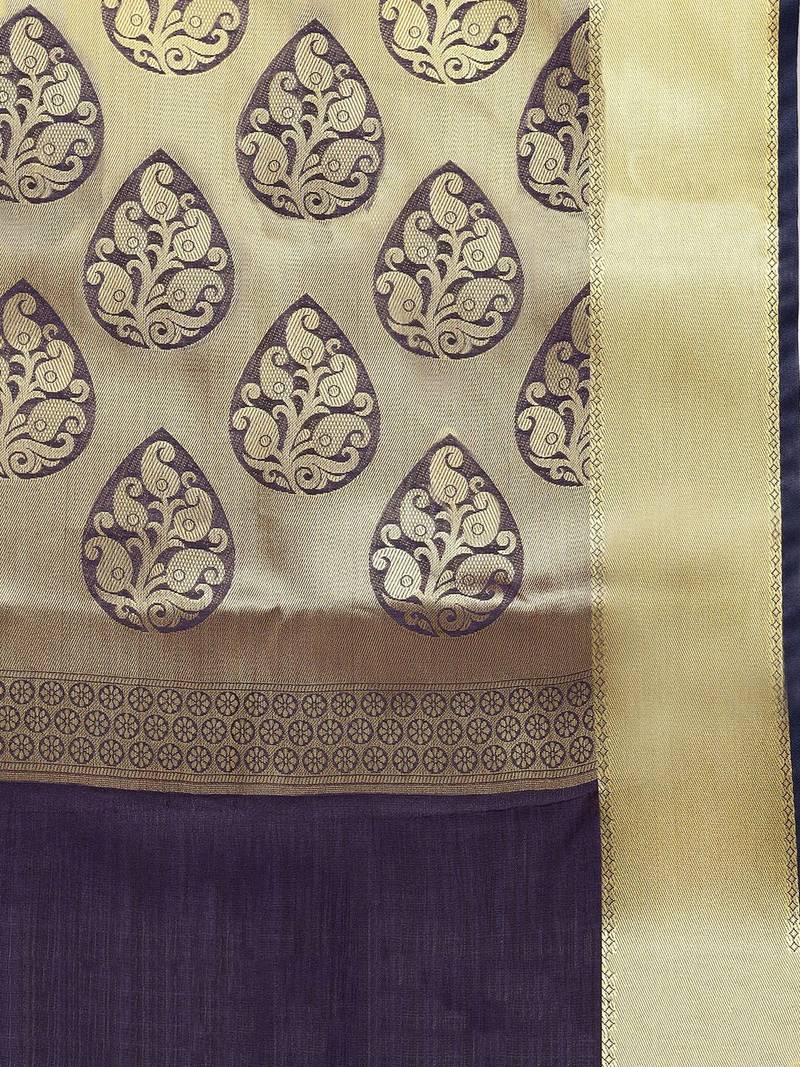 red red & purple ethnic motifs zari silk blend saree