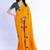 yellow ethnic motifs embroidered silk blend bandhani saree