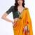 yellow ethnic motifs embroidered silk blend bandhani saree