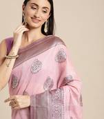 rose rose ethnic motifs silk blend banarasi saree