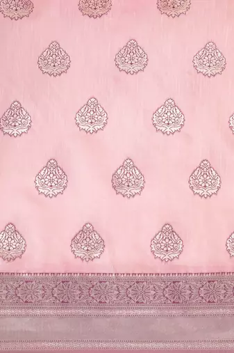 rose rose ethnic motifs silk blend banarasi saree