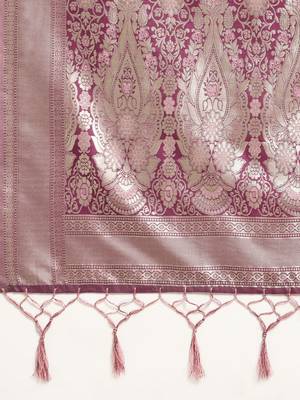 rose rose ethnic motifs silk blend banarasi saree 5