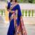 blue woven design zari paithani saree