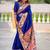 blue woven design zari paithani saree