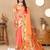 peach women woven design zari paithani saree