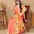 peach women woven design zari paithani saree