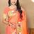 peach women woven design zari paithani saree