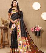 black woven design zari silk blend paithani saree