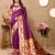 purple woven design zari silk blend paithani saree