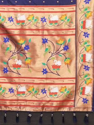 navy_blue woven design zari silk blend paithani saree 5