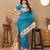 blue woven design zari paithani saree