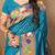 blue woven design zari paithani saree
