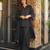 Women's black plain cotton kurta set with patiala pant and dupatta