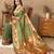 green ethnic motifs woven design zari paithani saree