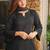 Women's black plain cotton kurta set with patiala pant and dupatta