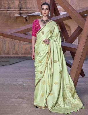 green woven design zari saree 1