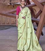 green woven design zari saree