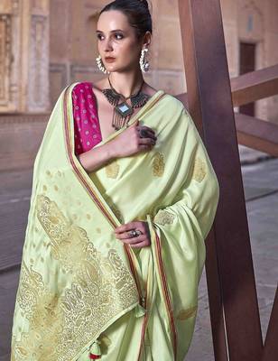 green woven design zari saree 2