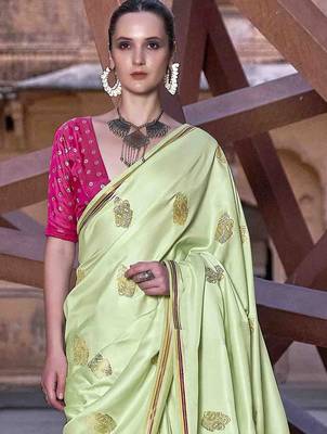 green woven design zari saree 3