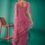 pink ethnic motifs embroidered net heavy work saree