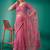 pink ethnic motifs embroidered net heavy work saree