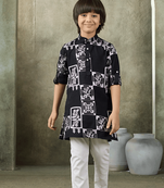 boys abstract printed cotton kurta pajama set