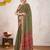 olive ajrak printed pure crepe dabu saree